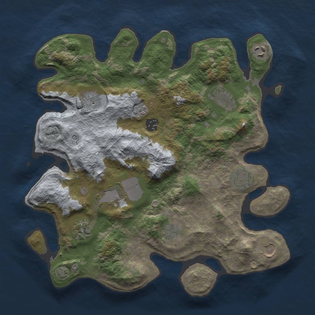 Rust Map: Barren, Size: 3550, Seed: 25827892, 14 Monuments