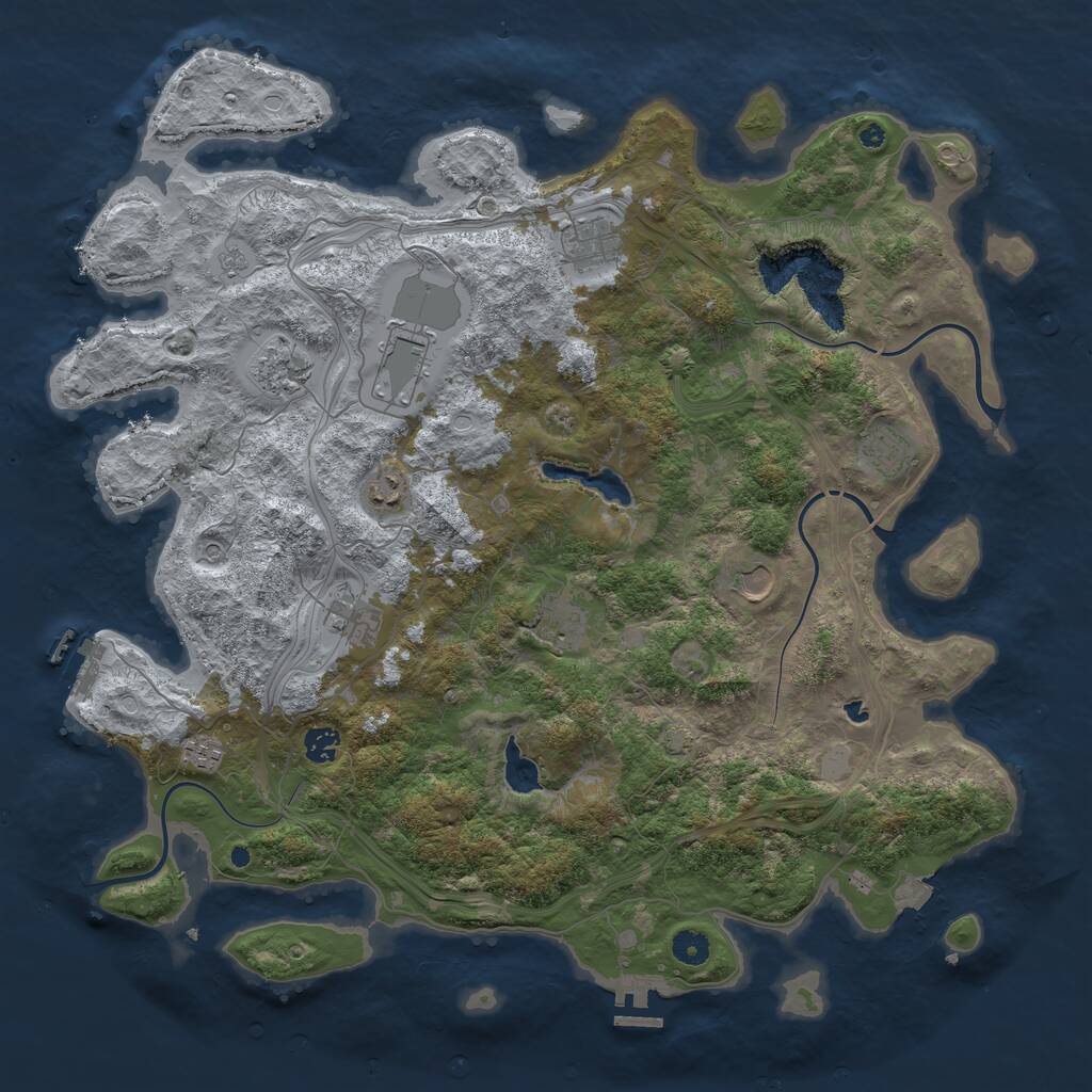 Rust Map: Procedural Map, Size: 4500, Seed: 98224491, 16 Monuments