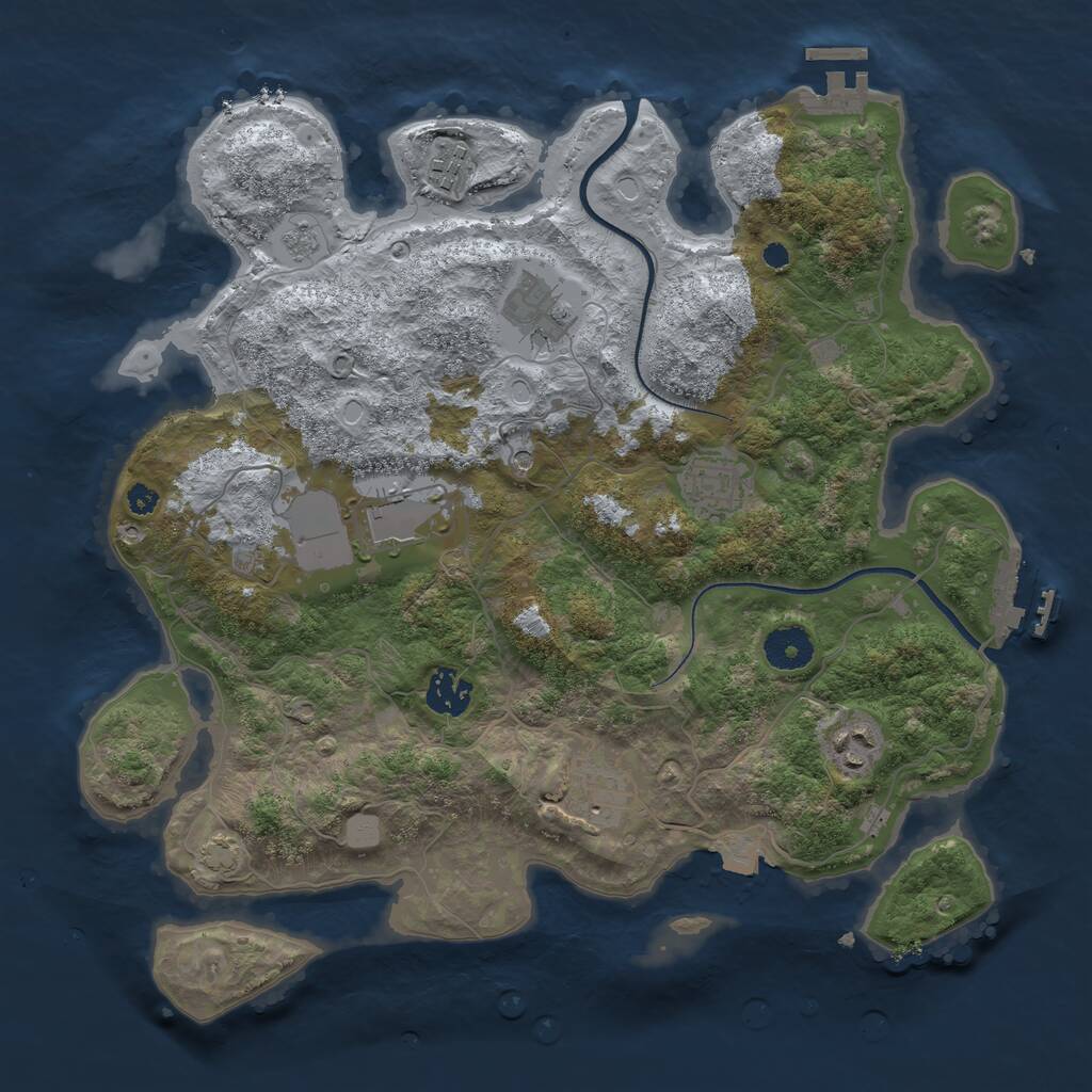 Rust Map: Procedural Map, Size: 3550, Seed: 40421214, 13 Monuments