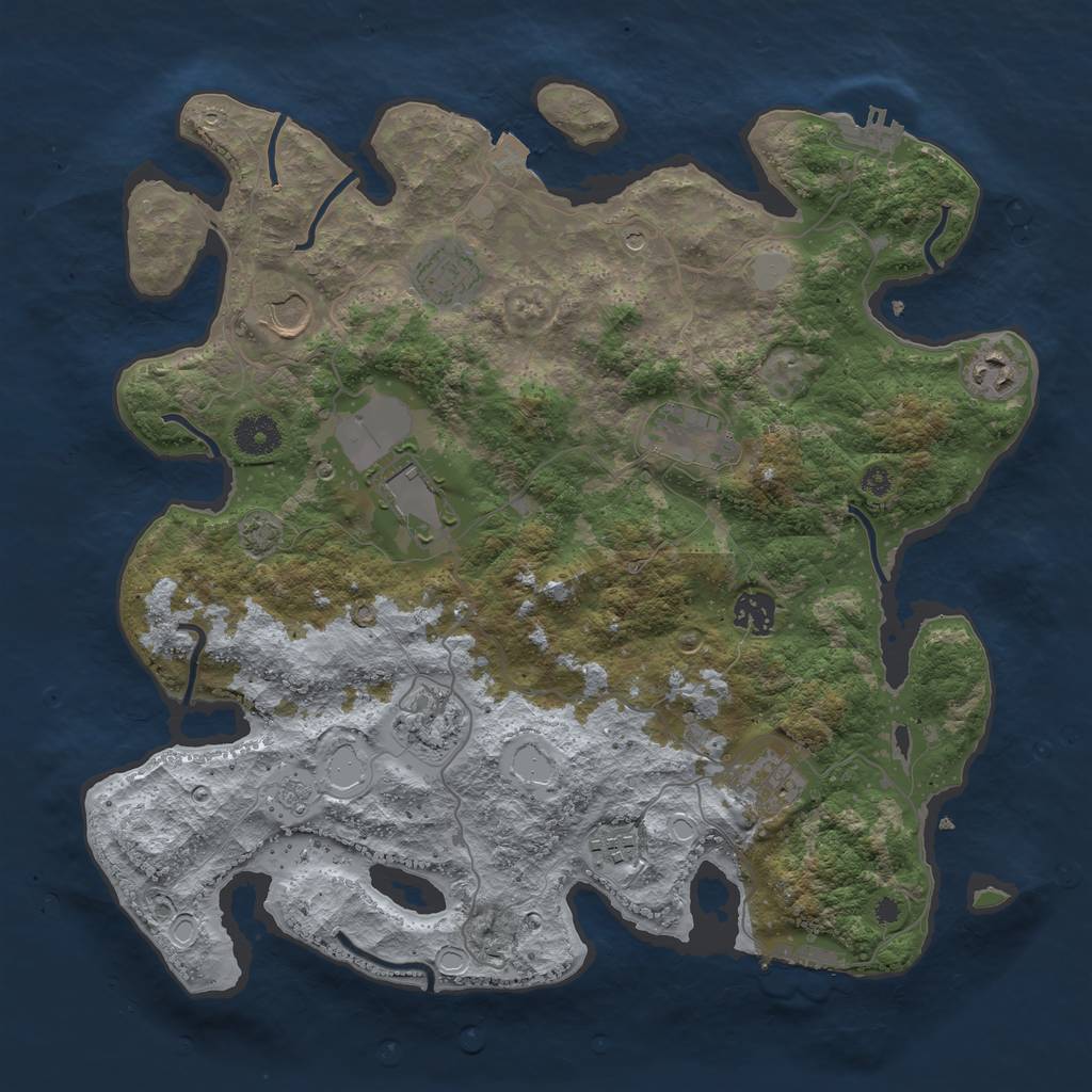 Rust Map: Procedural Map, Size: 3750, Seed: 42073084, 17 Monuments