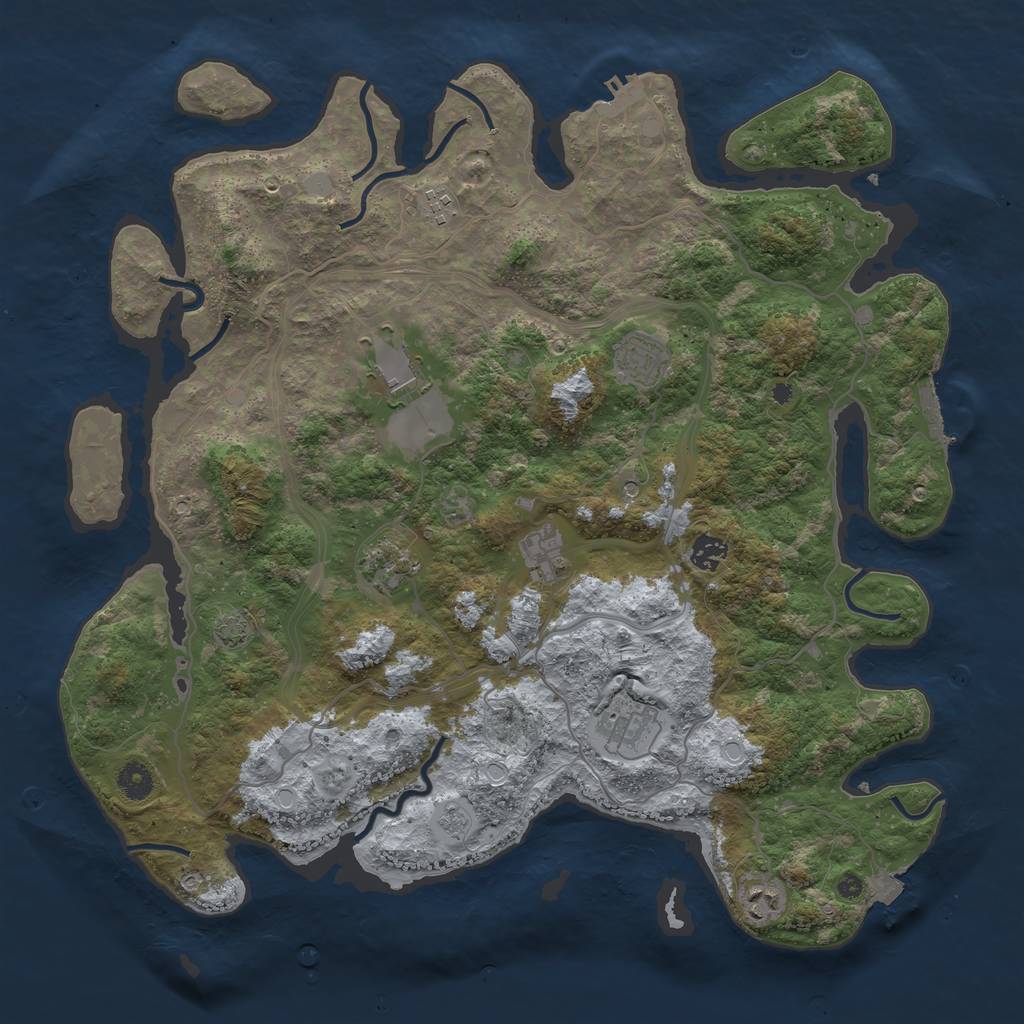 Rust Map: Procedural Map, Size: 4250, Seed: 5916827, 16 Monuments