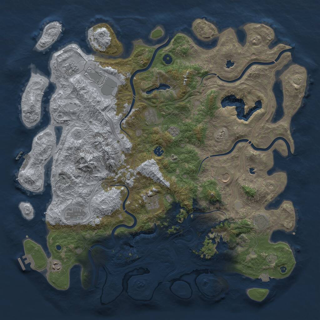 Rust Map: Procedural Map, Size: 5000, Seed: 13845, 16 Monuments