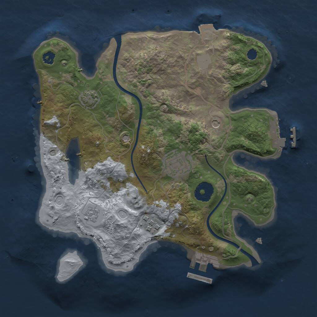 Rust Map: Procedural Map, Size: 2500, Seed: 4367, 8 Monuments