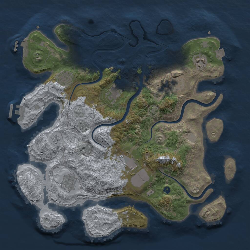 Rust Map: Procedural Map, Size: 3550, Seed: 77866662, 13 Monuments