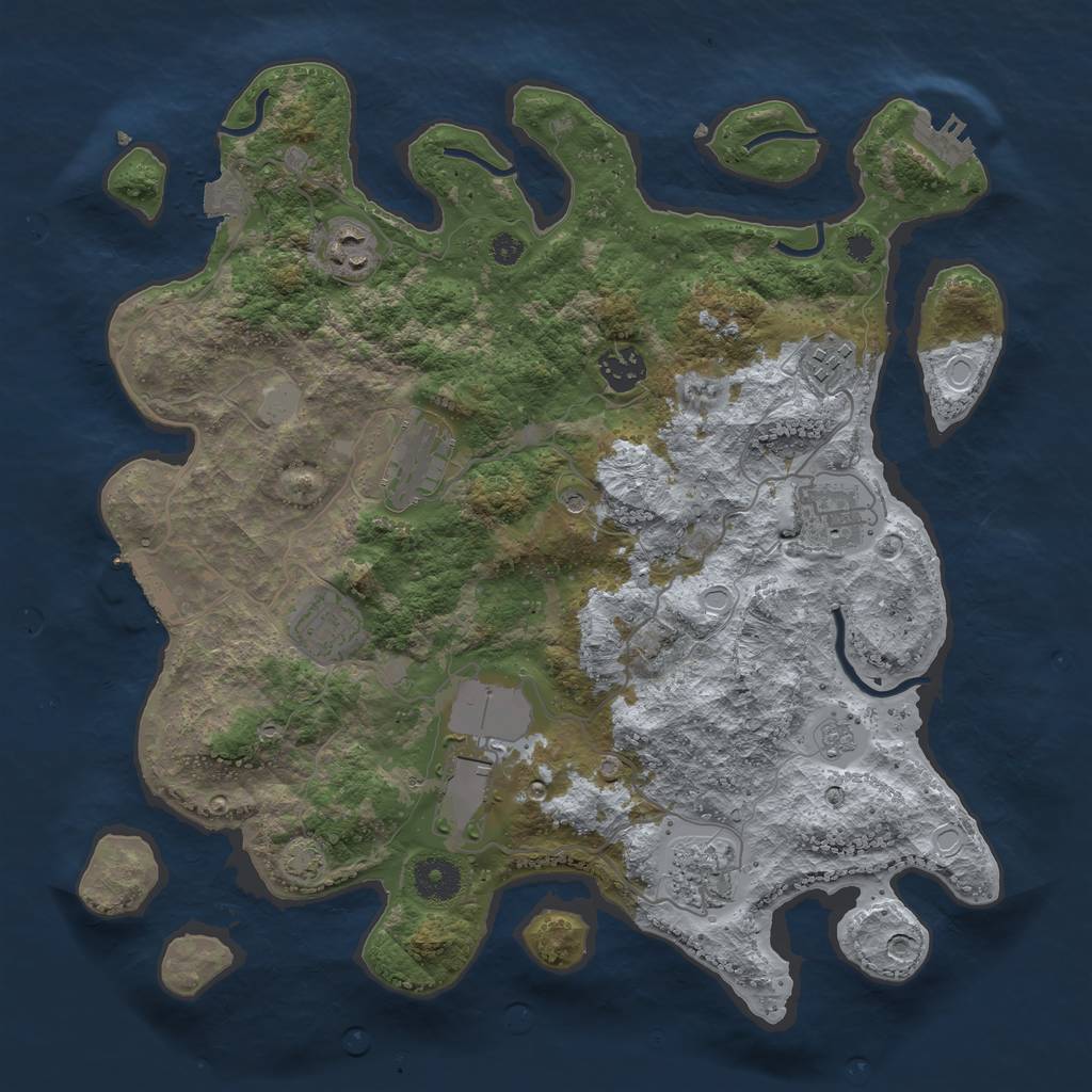Rust Map: Procedural Map, Size: 3600, Seed: 97392604, 16 Monuments