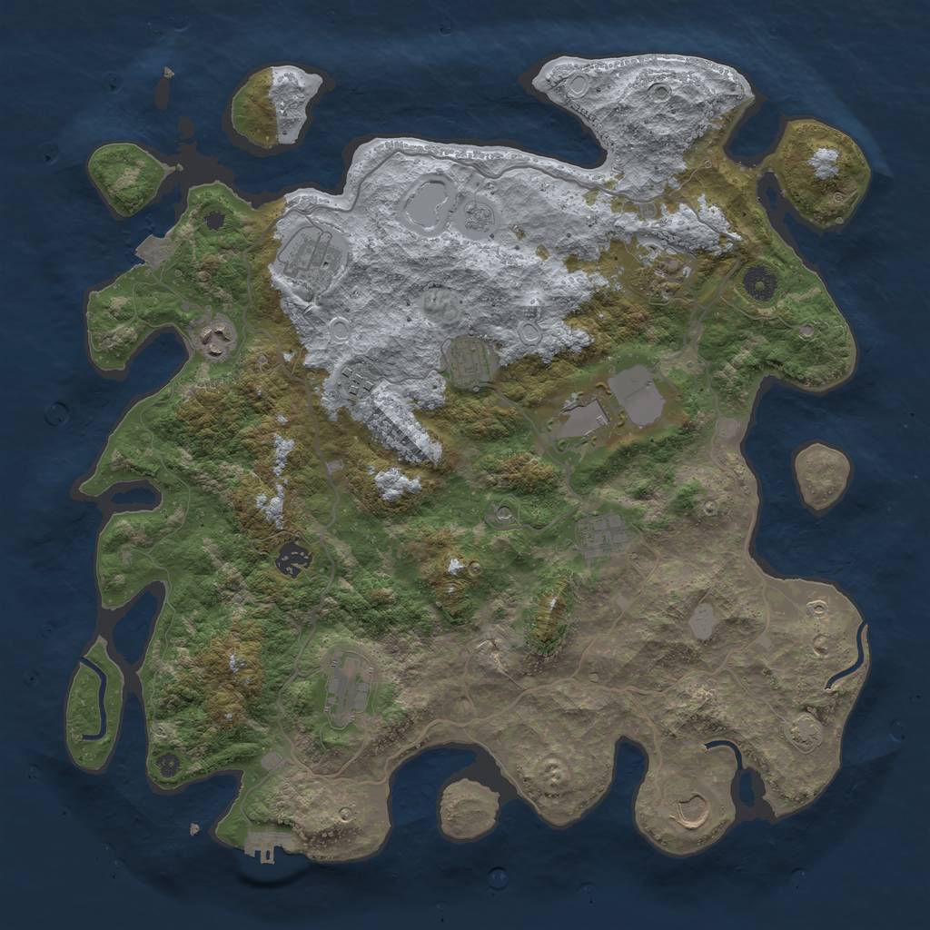Rust Map: Procedural Map, Size: 4100, Seed: 80552120, 17 Monuments