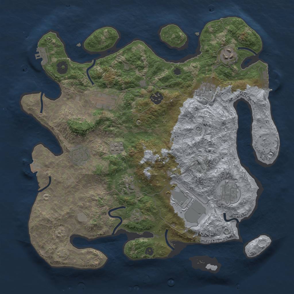 Rust Map: Procedural Map, Size: 3600, Seed: 65568672, 17 Monuments