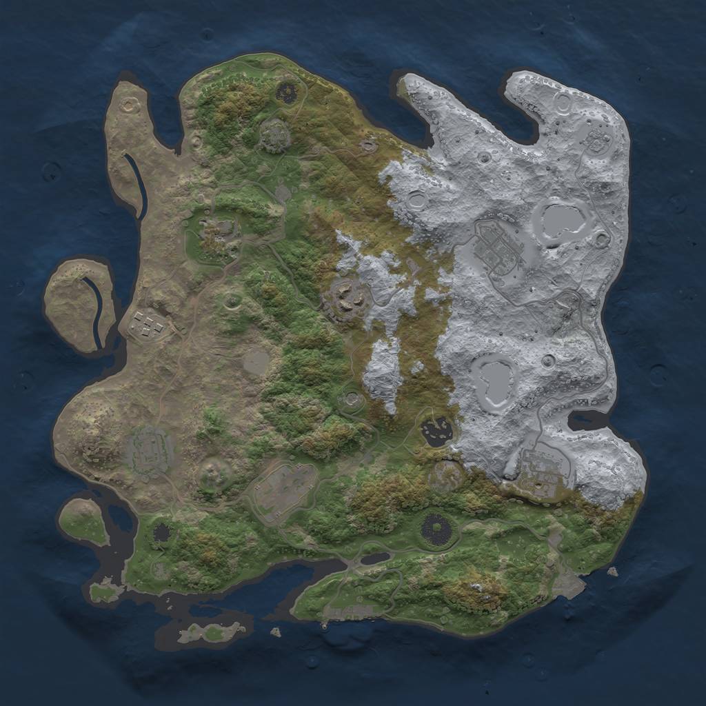 Rust Map: Procedural Map, Size: 3450, Seed: 74193700, 15 Monuments