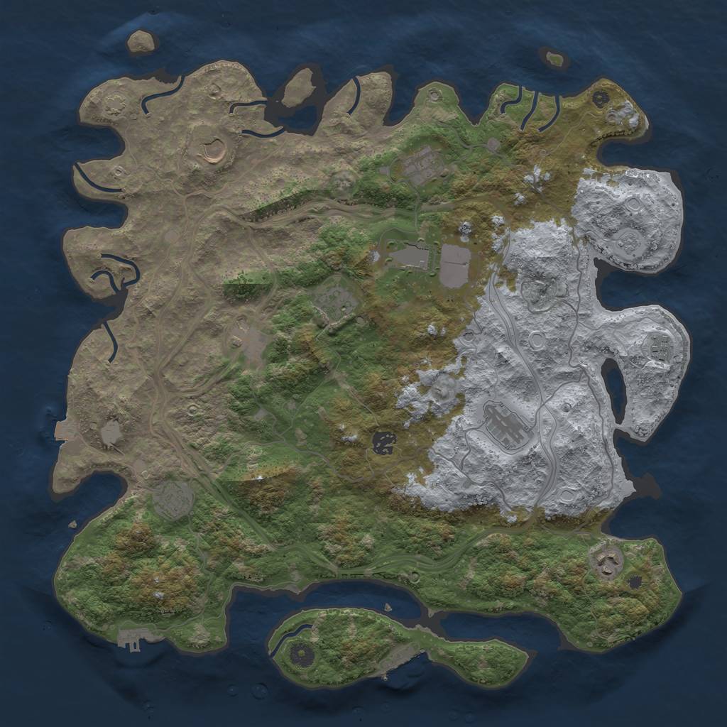 Rust Map: Procedural Map, Size: 4400, Seed: 52838716, 18 Monuments