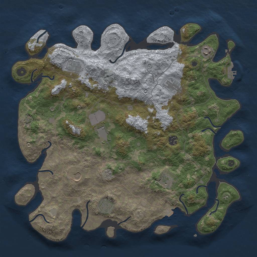 Rust Map: Procedural Map, Size: 4100, Seed: 39284744, 16 Monuments