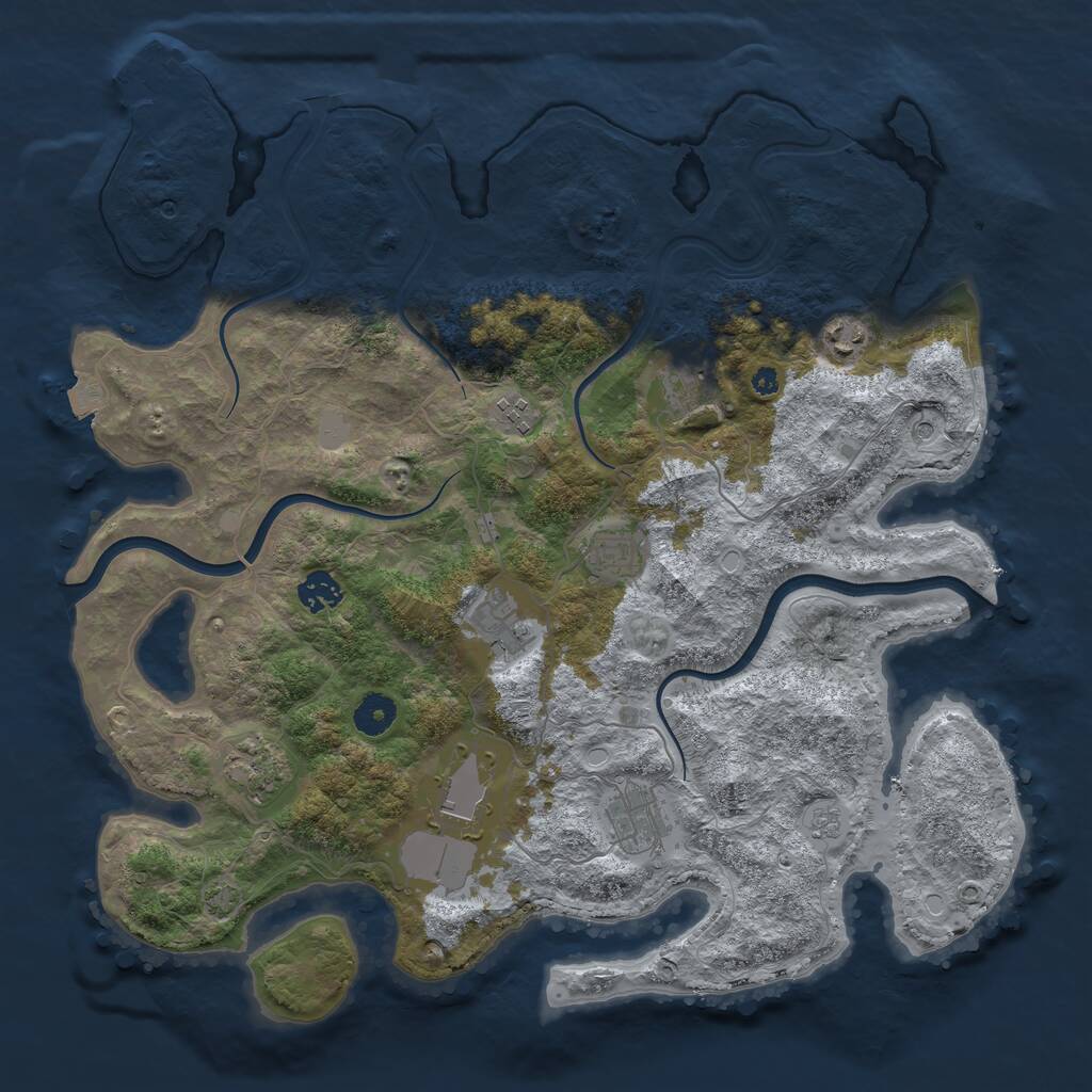 Rust Map: Procedural Map, Size: 3950, Seed: 36567616, 14 Monuments