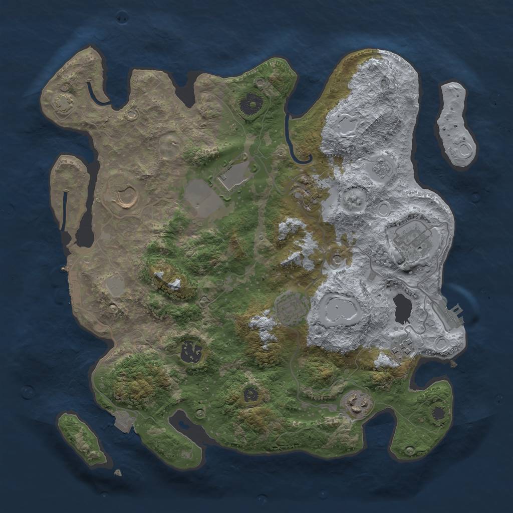 Rust Map: Procedural Map, Size: 3500, Seed: 86888309, 16 Monuments