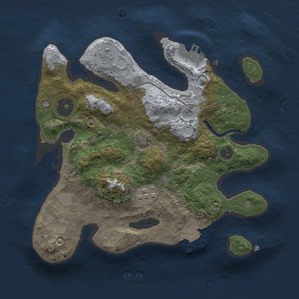 Rust Map: Procedural Map, Size: 2500, Seed: 1428325826, 8 Monuments