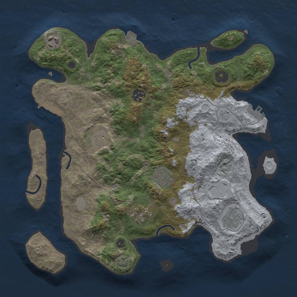 Rust Map: Procedural Map, Size: 3400, Seed: 85535857, 14 Monuments