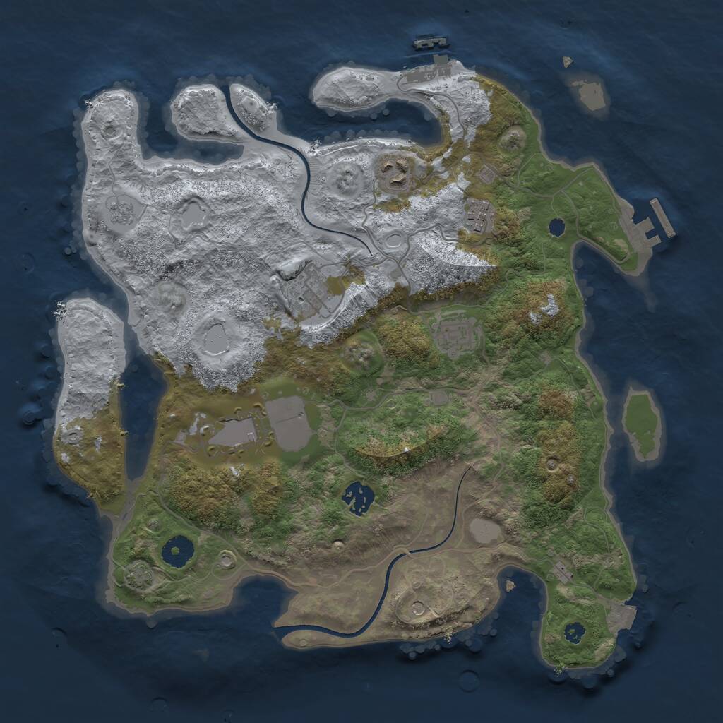 Rust Map: Procedural Map, Size: 3500, Seed: 102304244, 12 Monuments