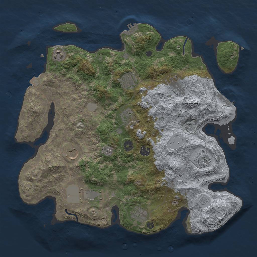 Rust Map: Procedural Map, Size: 3700, Seed: 71896829, 18 Monuments