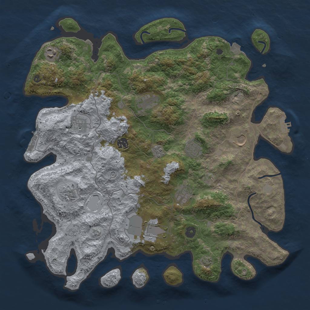 Rust Map: Procedural Map, Size: 4100, Seed: 63558995, 18 Monuments