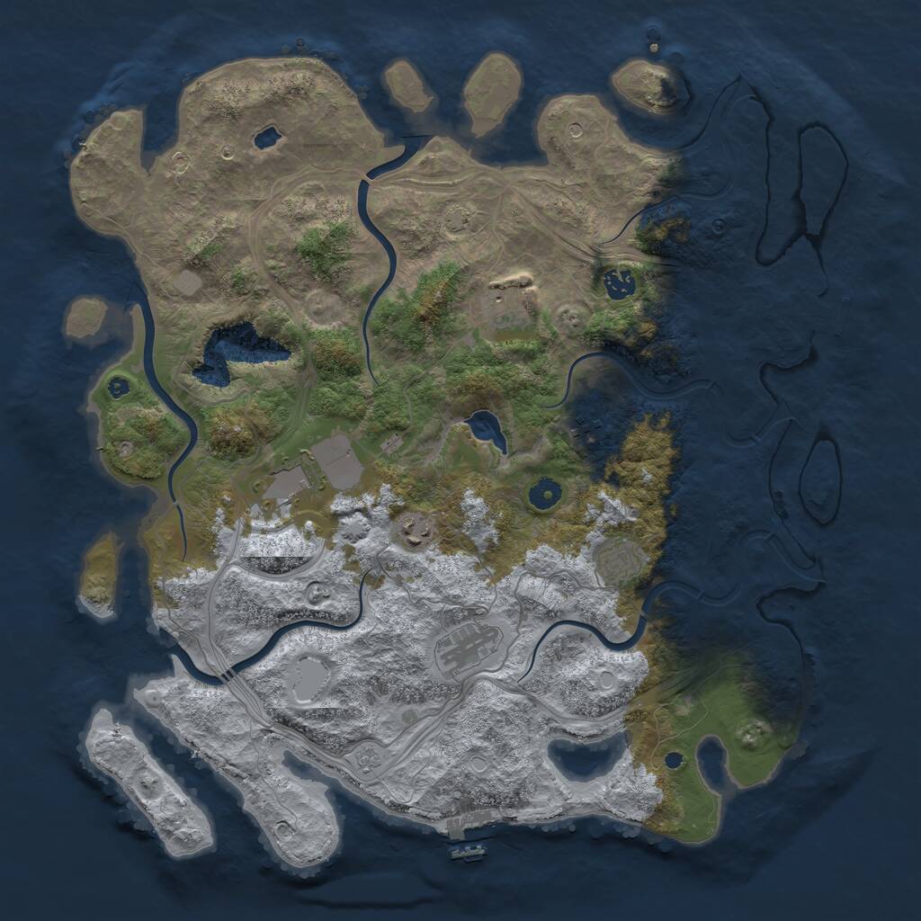 Rust Map: Procedural Map, Size: 4400, Seed: 23659162, 13 Monuments