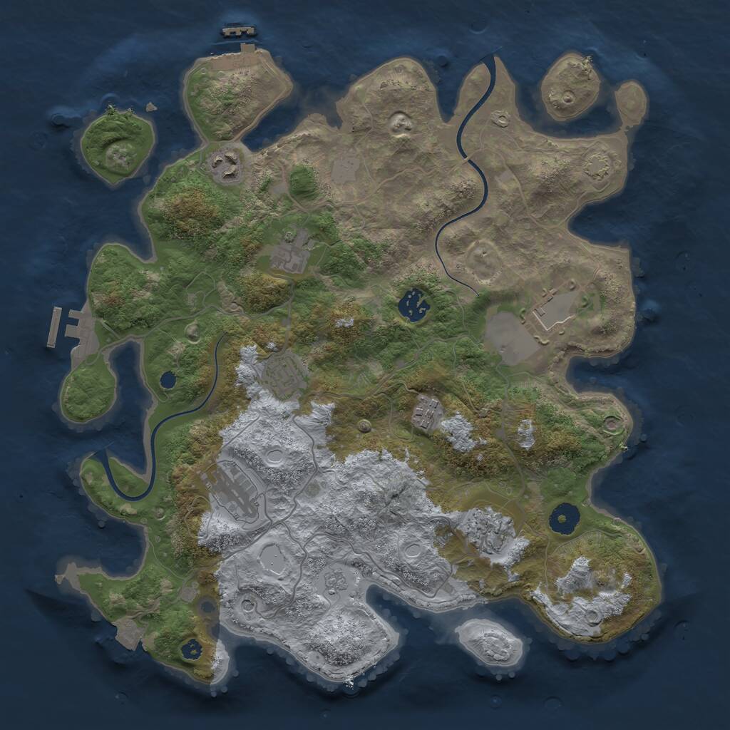 Rust Map: Procedural Map, Size: 3600, Seed: 56881710, 14 Monuments