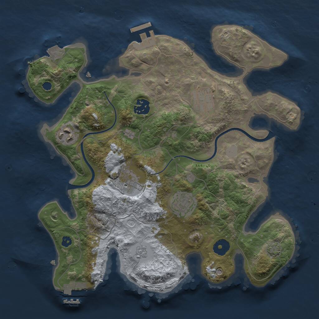 Rust Map: Procedural Map, Size: 3000, Seed: 285817854, 10 Monuments