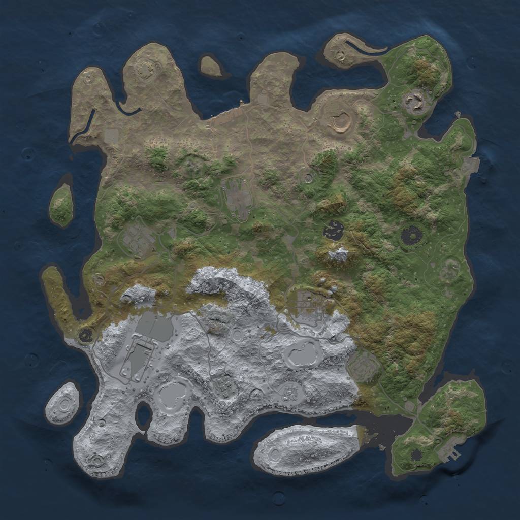 Rust Map: Procedural Map, Size: 3850, Seed: 23196336, 17 Monuments