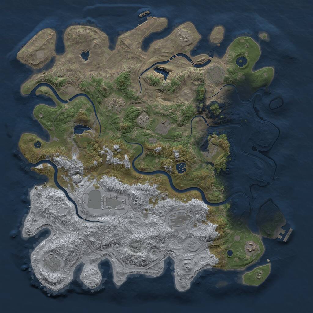 Rust Map: Procedural Map, Size: 4400, Seed: 22606128, 16 Monuments