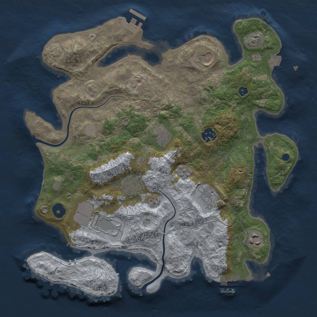 Rust Map: Procedural Map, Size: 3500, Seed: 19544957, 14 Monuments