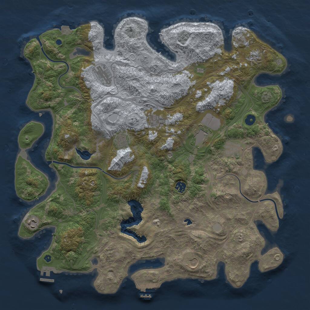 Rust Map: Procedural Map, Size: 4400, Seed: 85280003, 16 Monuments
