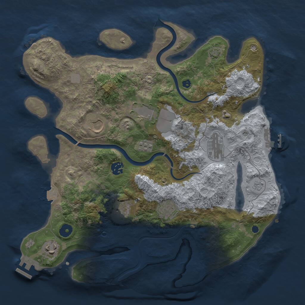 Rust Map: Procedural Map, Size: 3550, Seed: 60758430, 14 Monuments