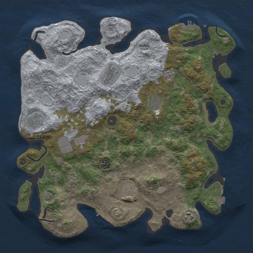 Rust Map: Procedural Map, Size: 3900, Seed: 19713368, 17 Monuments