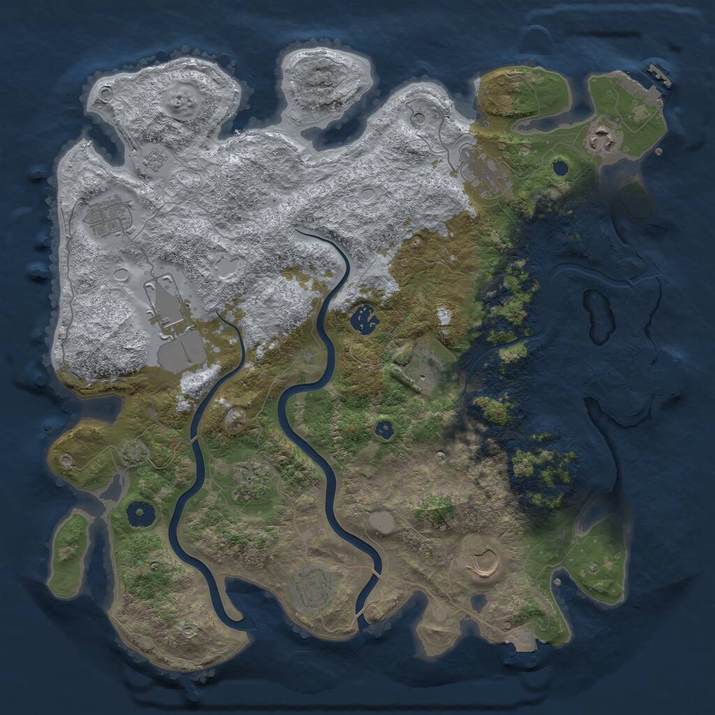 Rust Map: Procedural Map, Size: 3900, Seed: 19713368, 16 Monuments