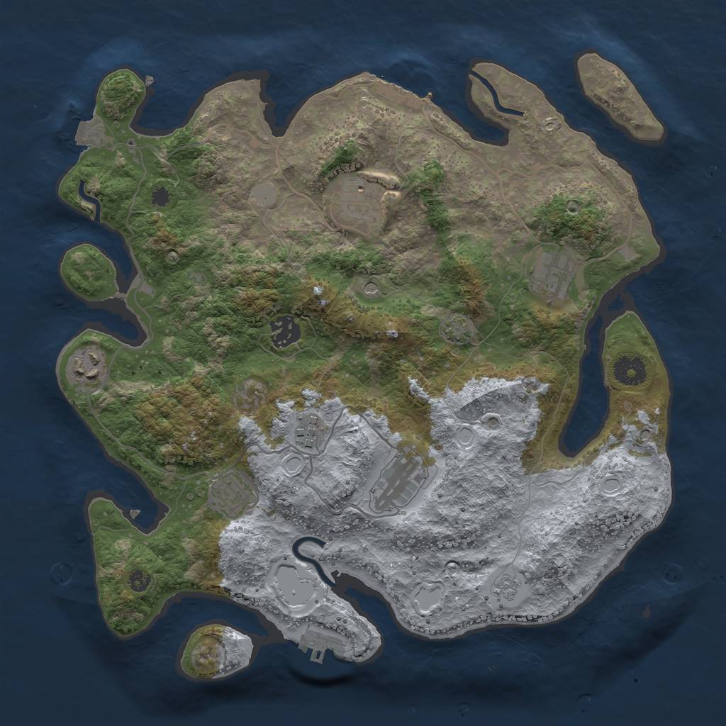Rust Map: Procedural Map, Size: 3450, Seed: 65858247, 15 Monuments