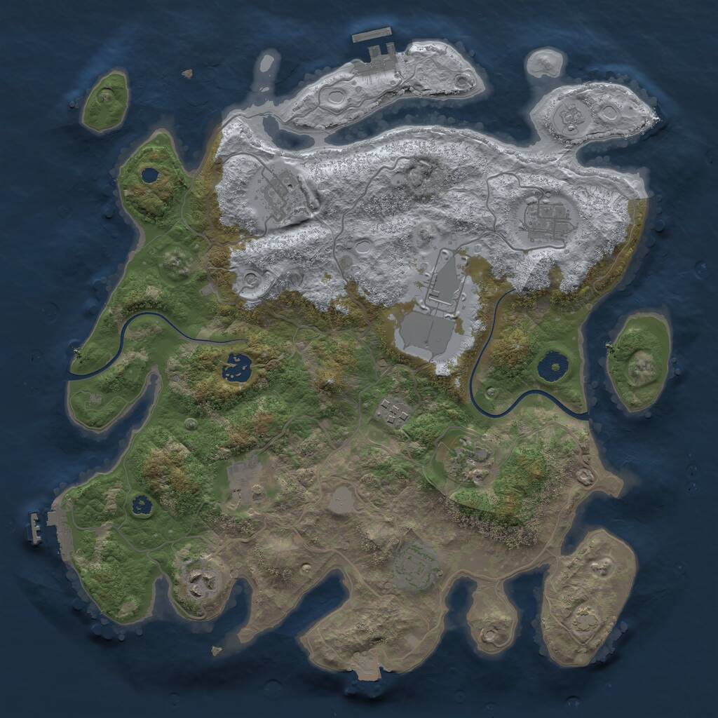 Rust Map: Procedural Map, Size: 3650, Seed: 44174877, 15 Monuments