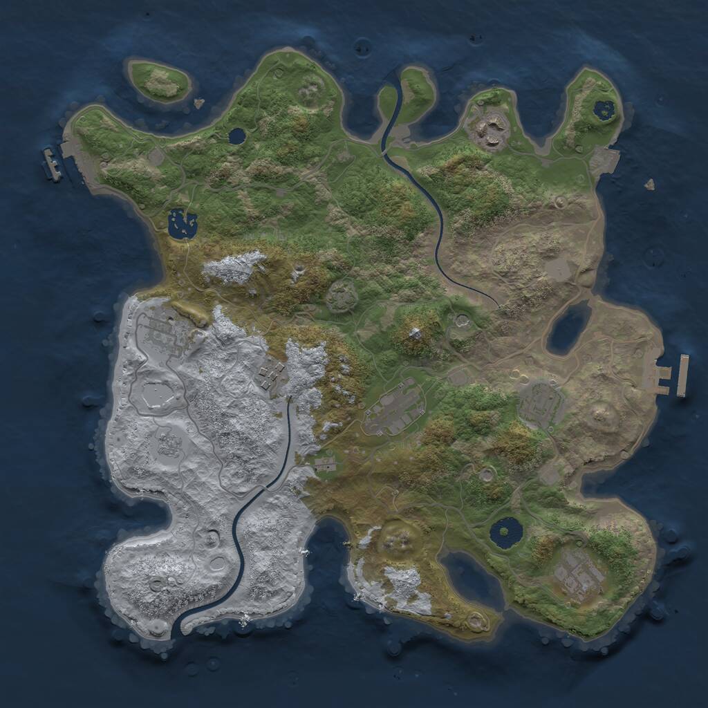 Rust Map: Procedural Map, Size: 3400, Seed: 57843358, 13 Monuments
