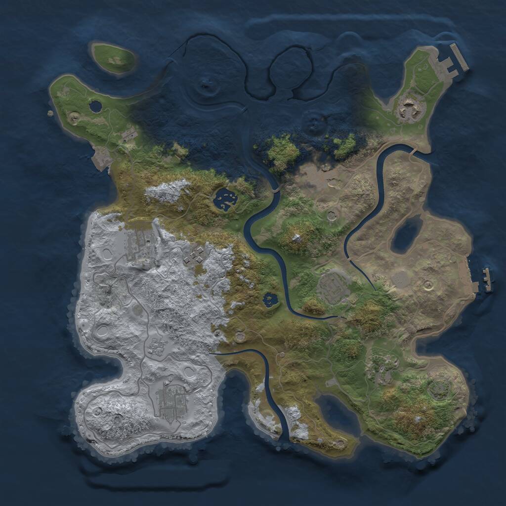 Rust Map: Procedural Map, Size: 3400, Seed: 57843358, 14 Monuments