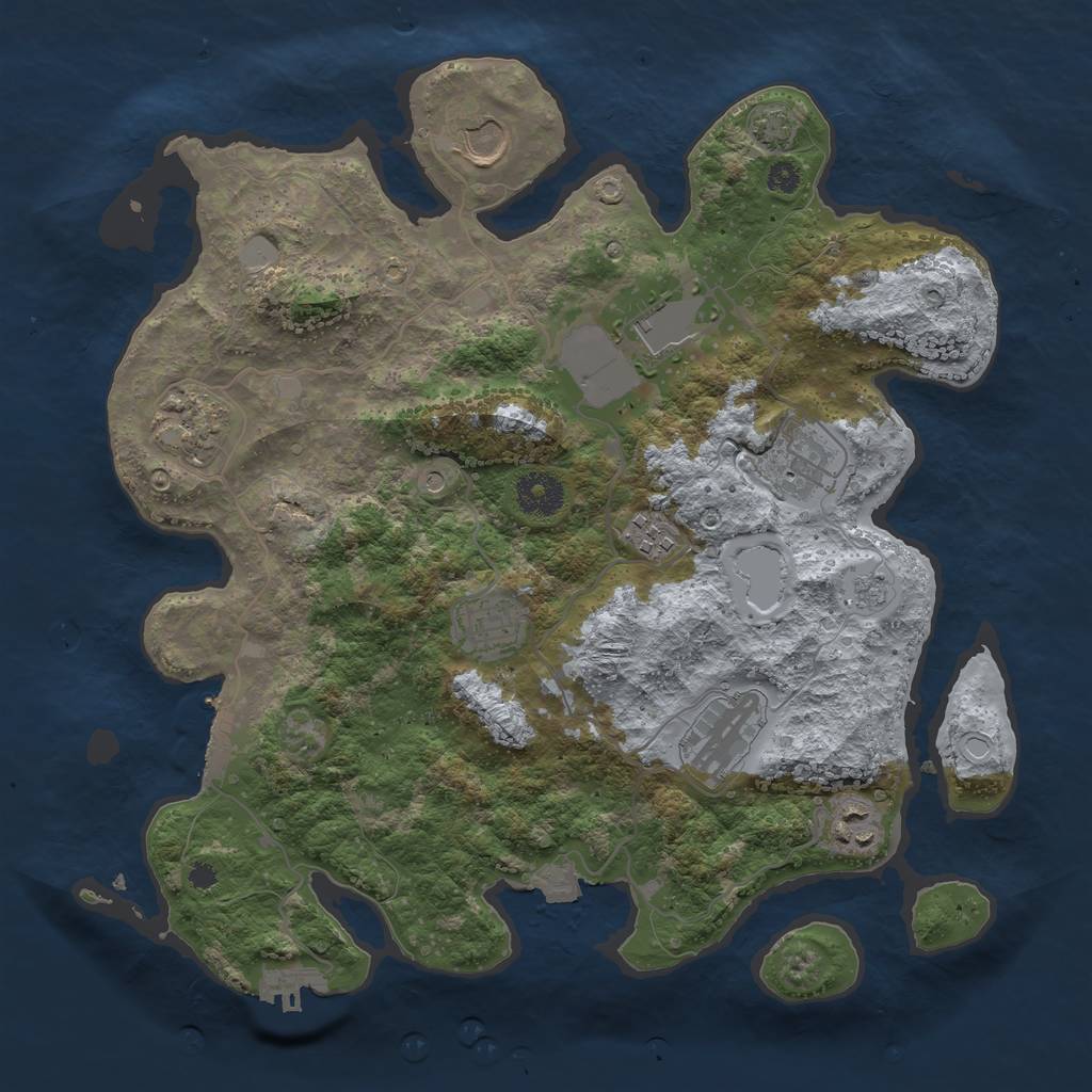 Rust Map: Procedural Map, Size: 3500, Seed: 498096055, 16 Monuments
