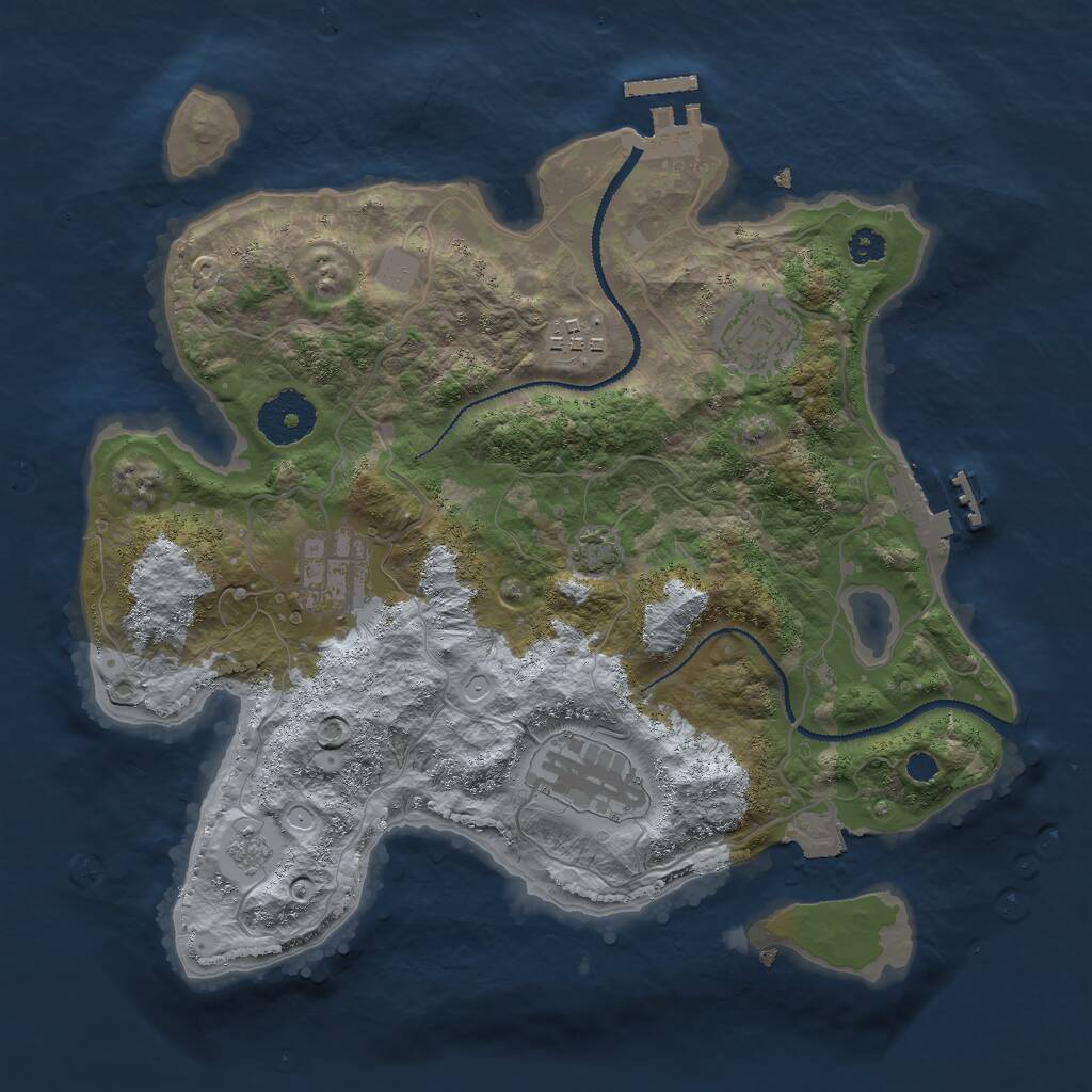 Rust Map: Procedural Map, Size: 3000, Seed: 20072023, 9 Monuments
