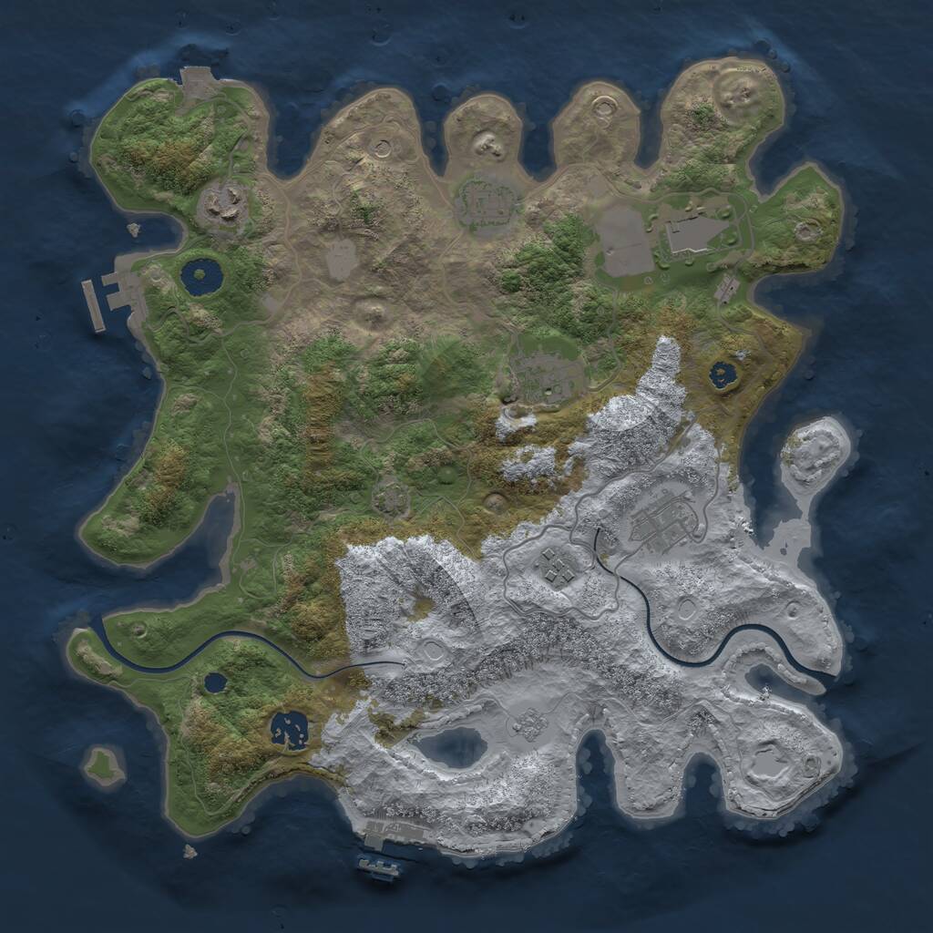 Rust Map: Procedural Map, Size: 3550, Seed: 12604199, 13 Monuments