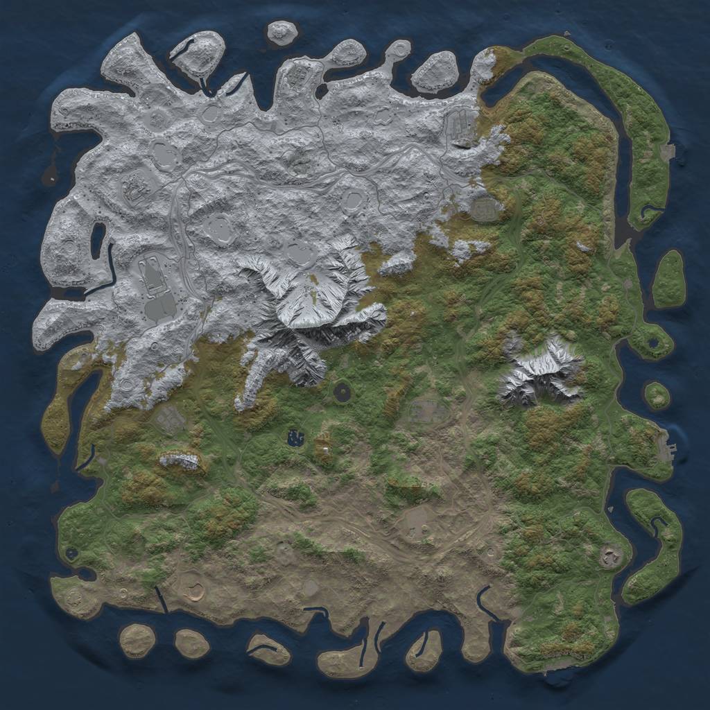 Rust Map: Procedural Map, Size: 6000, Seed: 689538288, 19 Monuments