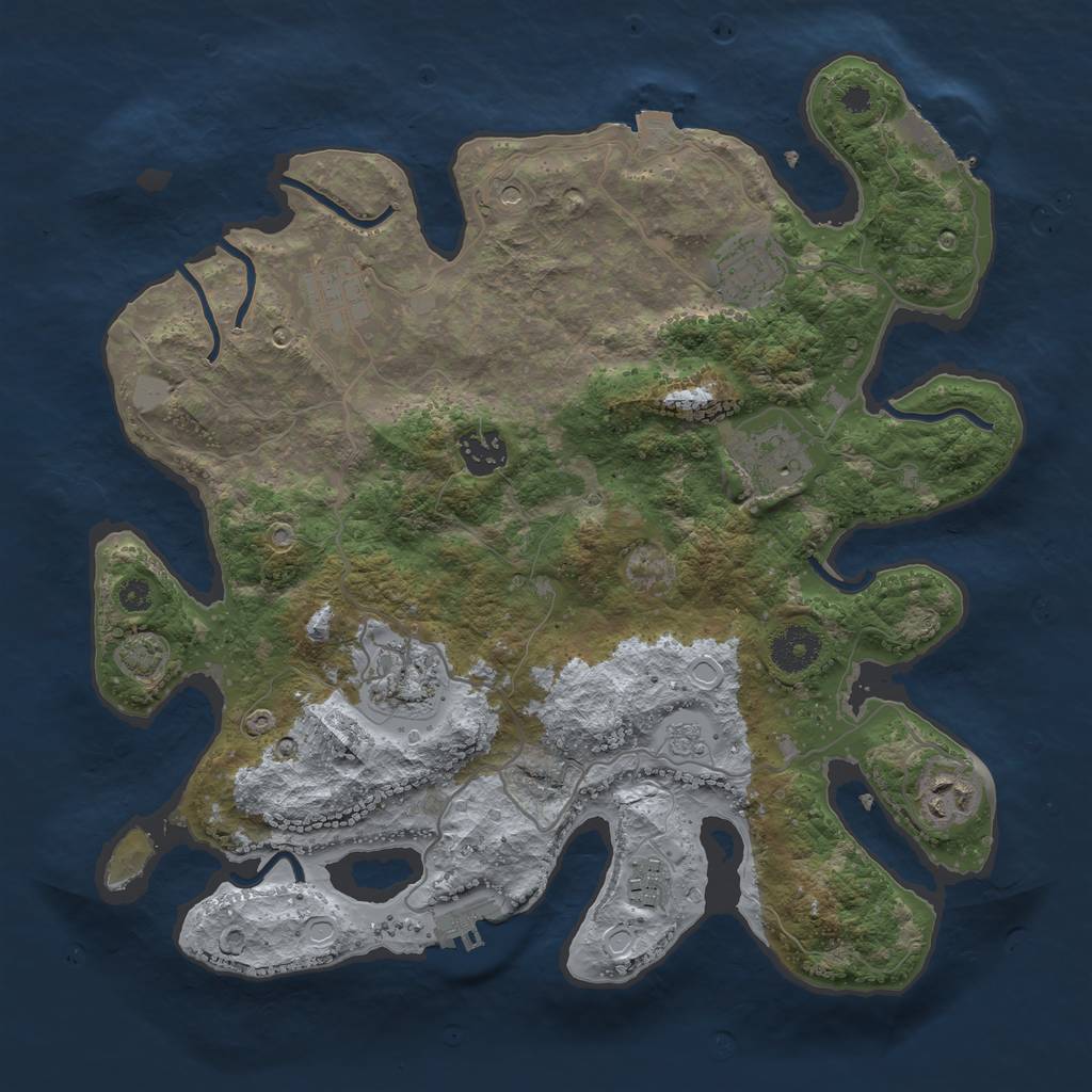 Rust Map: Procedural Map, Size: 3450, Seed: 83036038, 15 Monuments