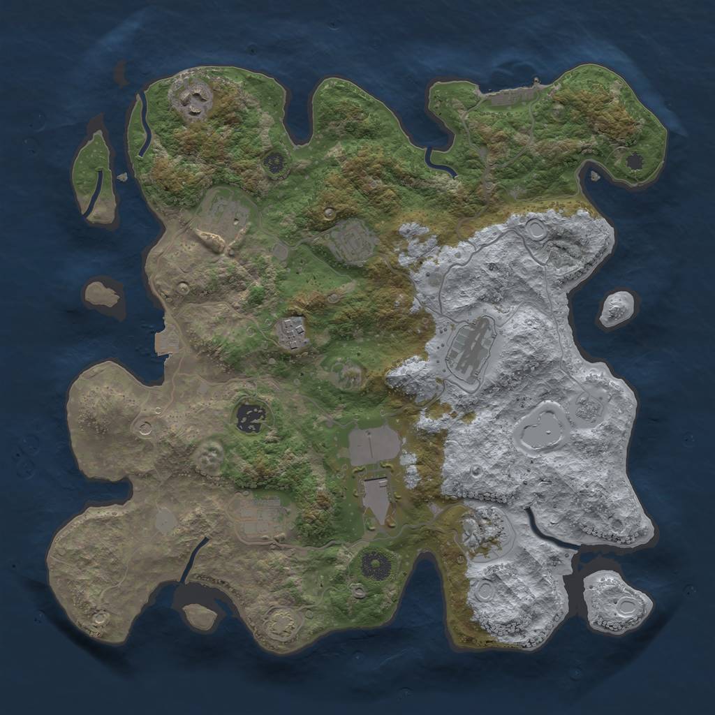 Rust Map: Procedural Map, Size: 3600, Seed: 17749125, 16 Monuments