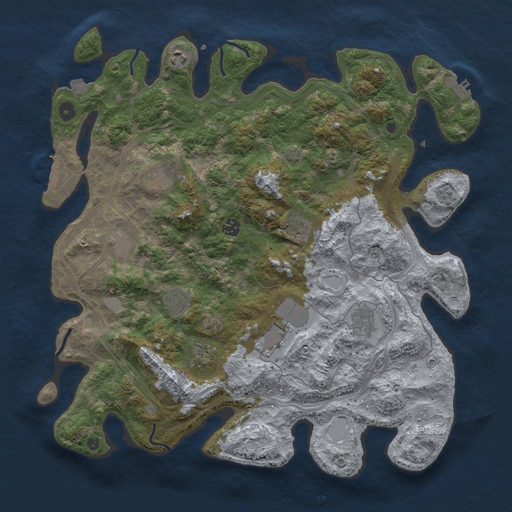 Rust Map: Procedural Map, Size: 4300, Seed: 16516185, 18 Monuments