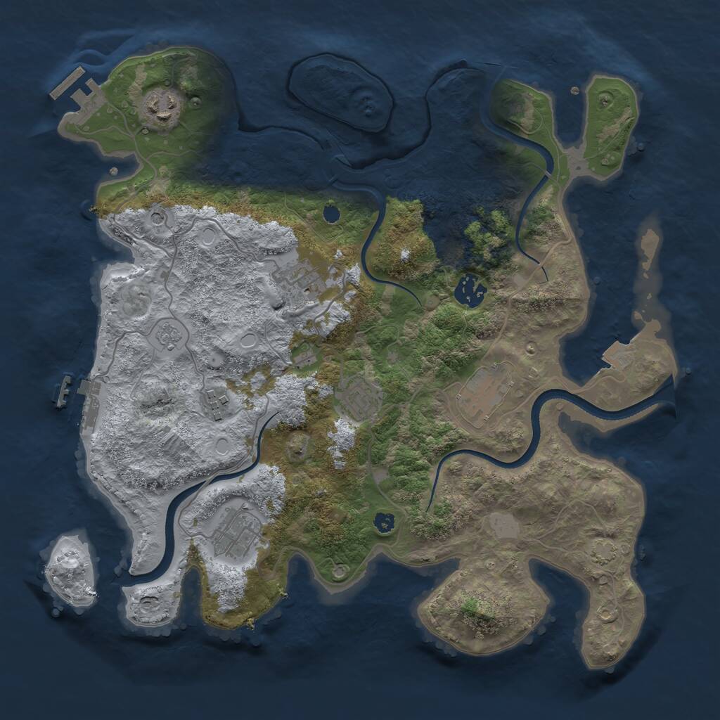 Rust Map: Procedural Map, Size: 3450, Seed: 51521611, 13 Monuments