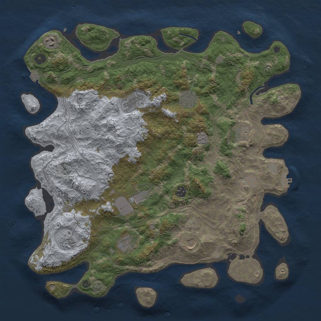 Rust Map: Procedural Map, Size: 4400, Seed: 91099713, 18 Monuments