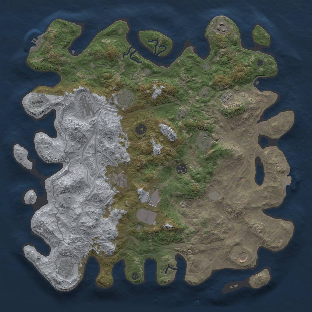 Rust Map: Procedural Map, Size: 4250, Seed: 77871180, 17 Monuments