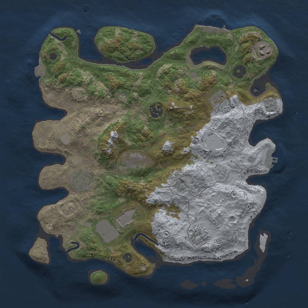 Rust Map: Procedural Map, Size: 3500, Seed: 38021811, 16 Monuments