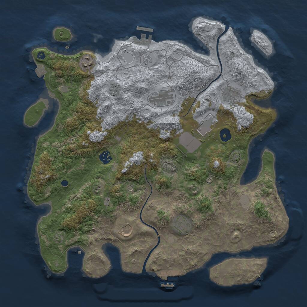 Rust Map: Procedural Map, Size: 3750, Seed: 21604263, 14 Monuments