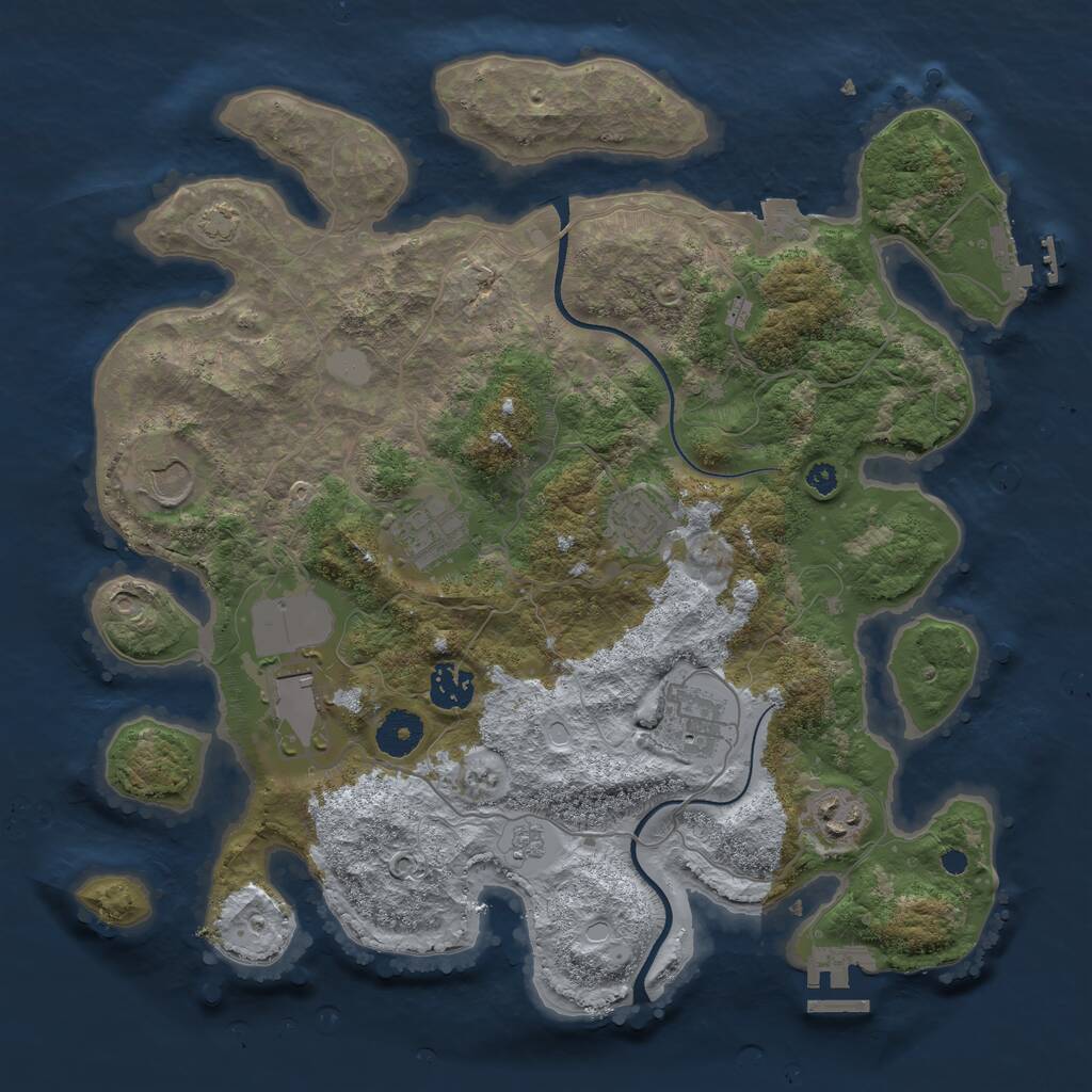 Rust Map: Procedural Map, Size: 3550, Seed: 37206451, 12 Monuments
