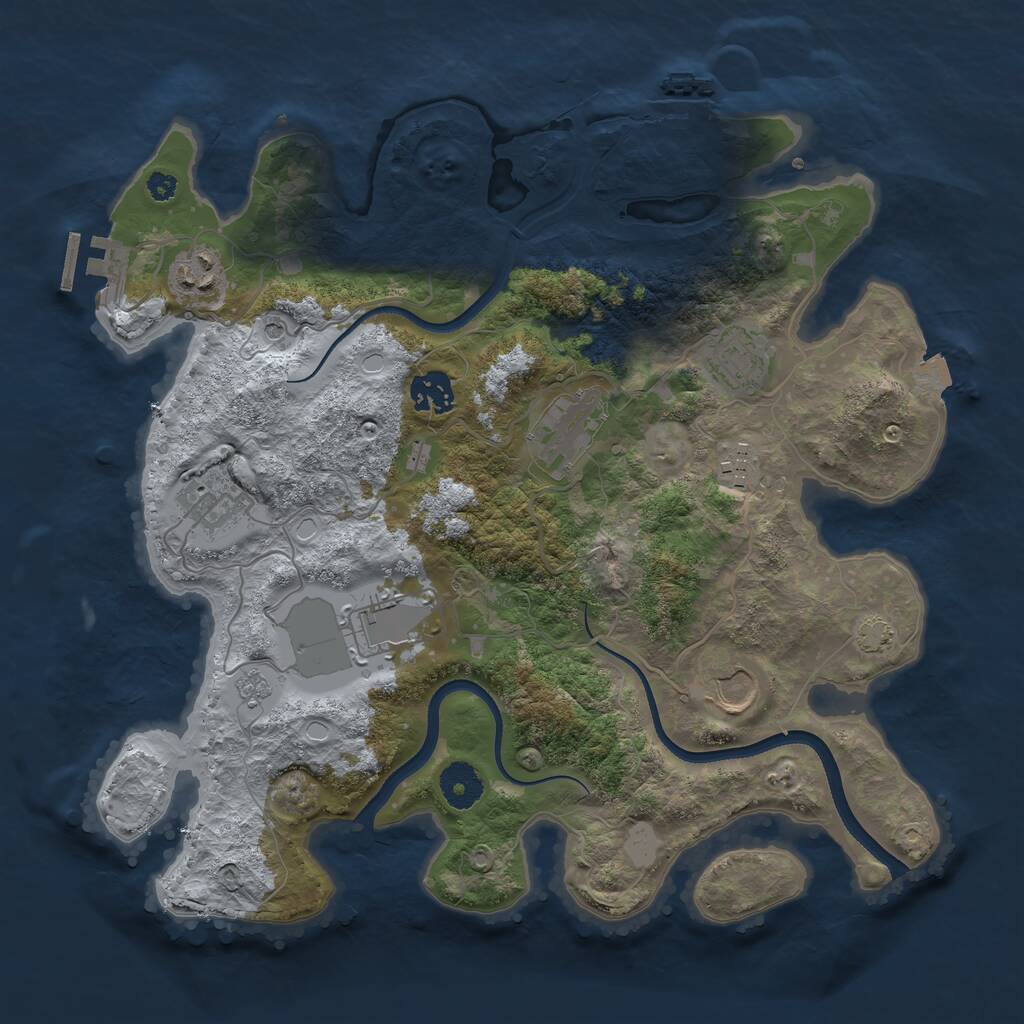 Rust Map: Procedural Map, Size: 3500, Seed: 301034698, 14 Monuments