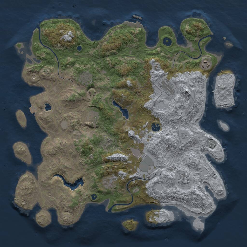 Rust Map: Procedural Map, Size: 4250, Seed: 28995621, 14 Monuments